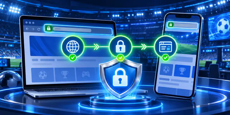Minh họa kiểm tra domain, kết nối bảo mật và trang đích BET88